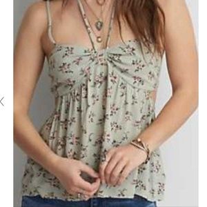 American Eagle Outfitters Cottage Core light Green floral print tank top Size XS